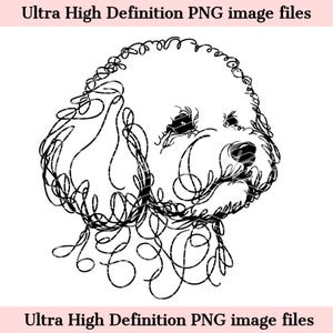 Croquis numérique ligne Bichon frisé fichier PNG belle encre dessin au trait minimal art mural téléchargement pour sublimation - Bichon frisé chien maman artisanat