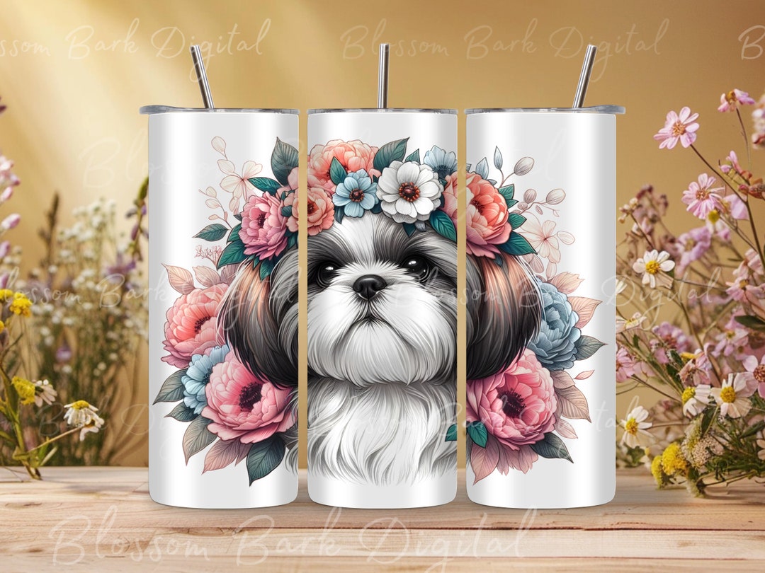 Digital - Cute Shih Tzu Dog Wrap - 20 Oz Tumbler Dog Sublimation Design ...