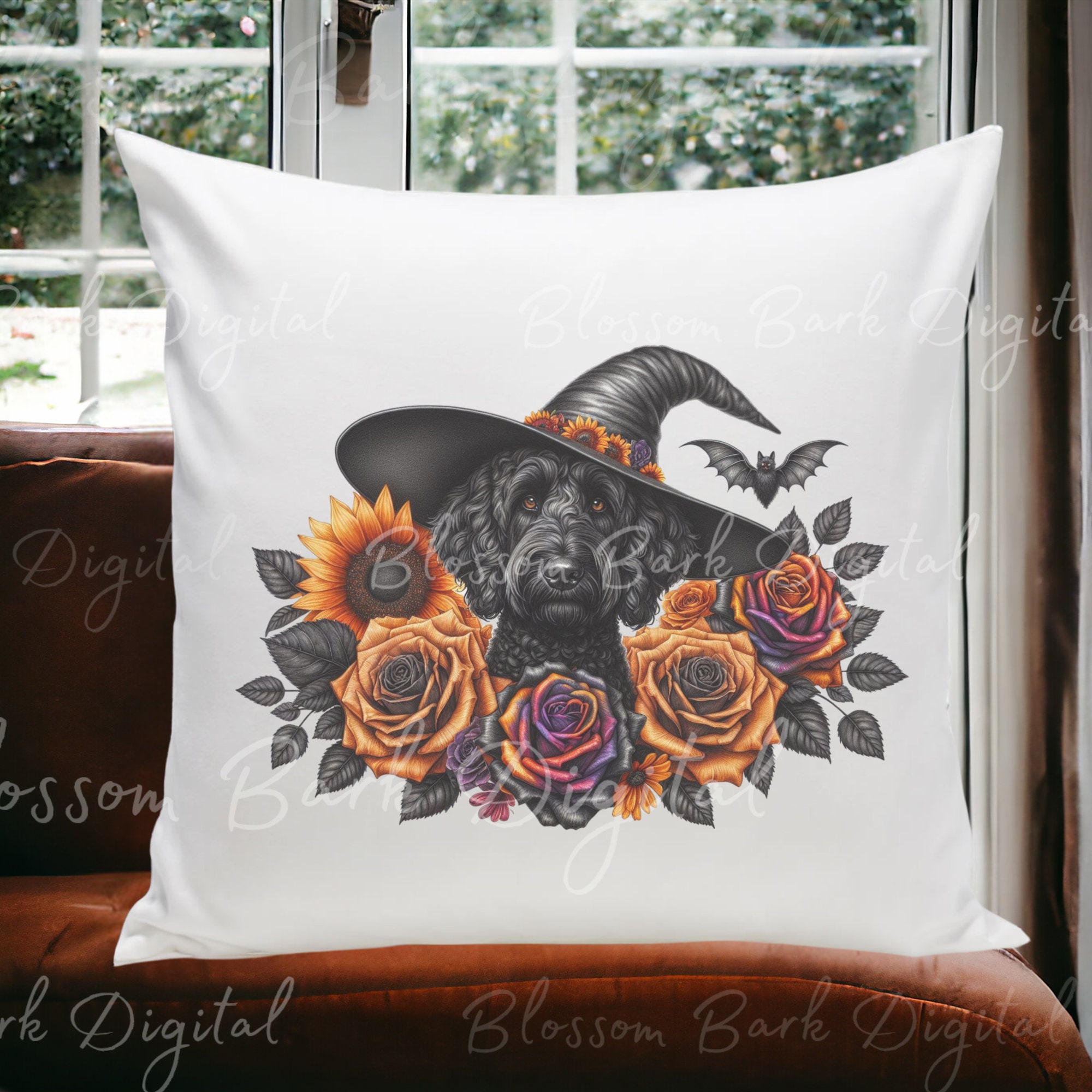 Digital Black Doodle Halloween Dog PNG - Cute Labradoodle PNG Instant ...