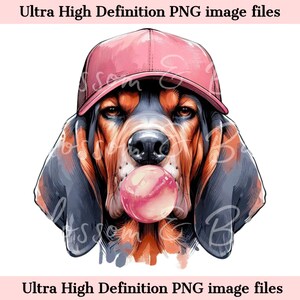 Cyfrowy Baseball Coonhound PNG Akwarela Carolina Dog Portrait PNG, Pobierz na różową koszulkę baseballową dla psa Sublimacja - do użytku komercyjnego