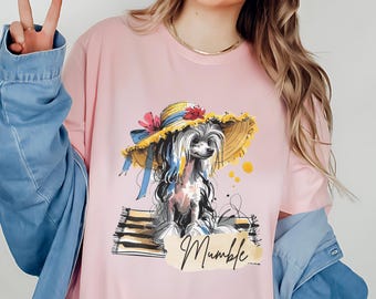 Anpassad sommarhund-T-shirt med kinesisk nakenfågel - Personligt namn Unisexkläder, Bekväm passform, Hundmamma-T-shirt, Söt nakenfågel-T-shirt