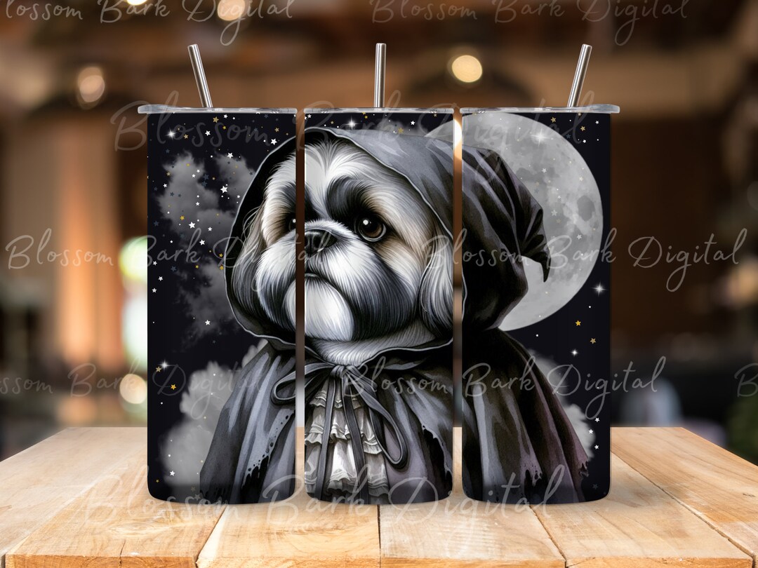 Digital Halloween Shih Tzu Tumbler Wrap 20 Oz Tumbler Dog Sublimation ...