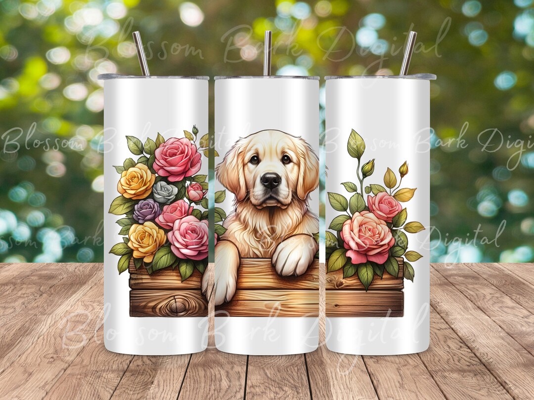 Digital - Golden Retriever Dog Wrap - 20 Oz Tumbler Dog Sublimation ...