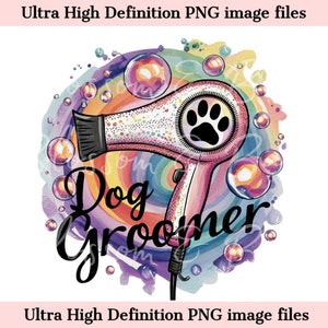 Digital Dog Groomer PNG - Retro Pet Grooming Logo PNG - Descarga instantánea para sublimación de camisas de peluquero de mascotas - seguro para uso comercial