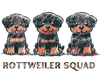 Lindo escuadrón rottweiler digital PNG Mamá perro rottweiler PNG - Arte de perro PNG - Descarga para sublimación de camiseta de perro rottweiler lindo - Descarga instantánea