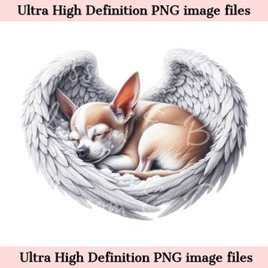 Digital Chihuahua PNG Dog Memorial PNG - Retrato de mascota con alas de ángel PNG Descarga instantánea para el funeral de Angel Dog - Sublimación de duelo