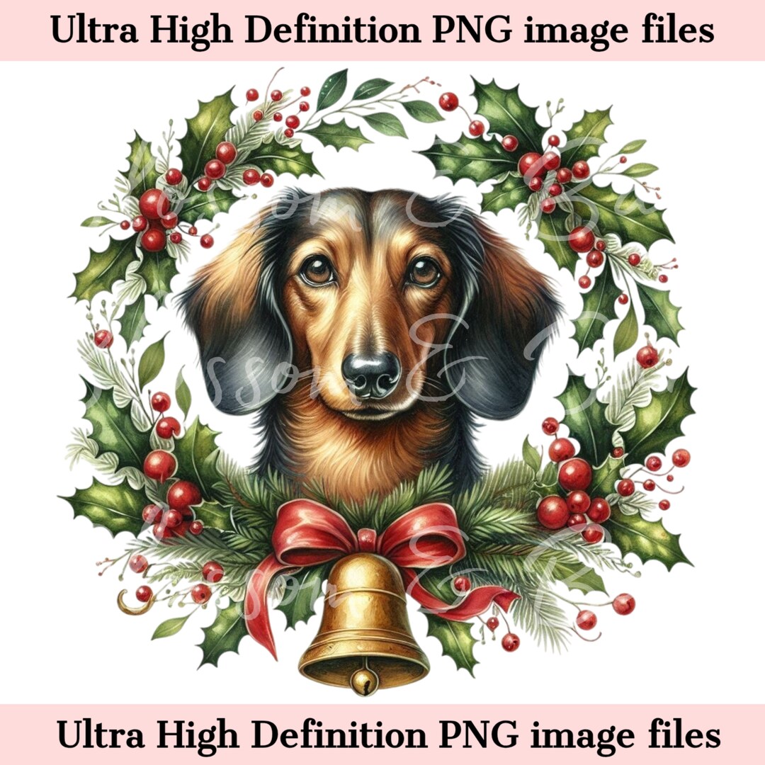 Digital Christmas Dachshund Dog PNG Holiday Dog Art - Cute Doxie Mom ...