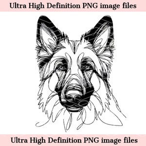 Croquis numérique ligne berger allemand fichier PNG belle encre dessin au trait art mural minimal - téléchargement instantané PNG pour sublimation - artisanat de maman de chien