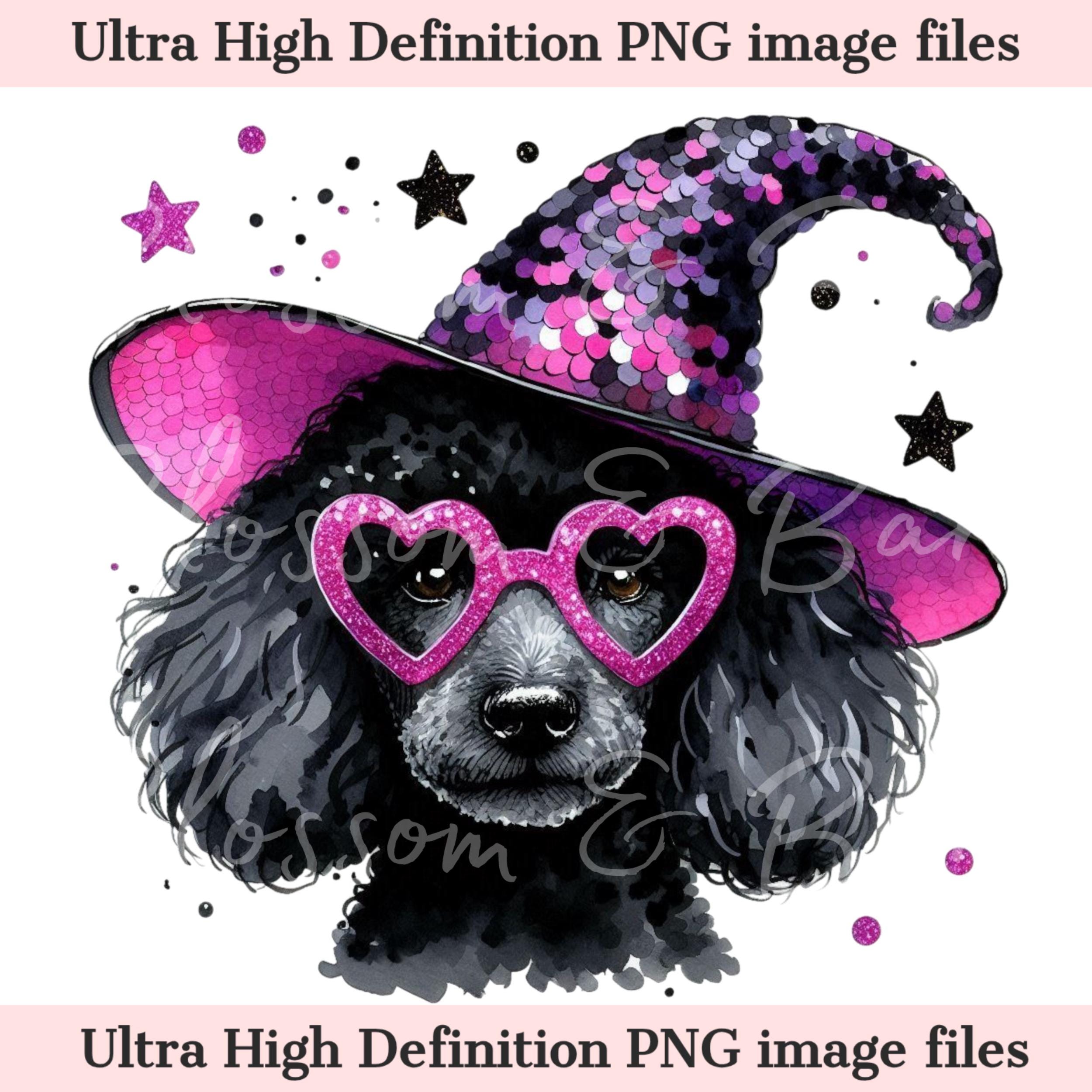 Digital Pink Halloween Poodle PNG, Cute Puppy PNG Pink Witch Dog ...