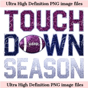 Digital - Touchdown-Saison PNG, Faux Glitter Football PNG, Football Mama, Sublimationsdesign für College Football Png, Blau, Rosa Sport Png