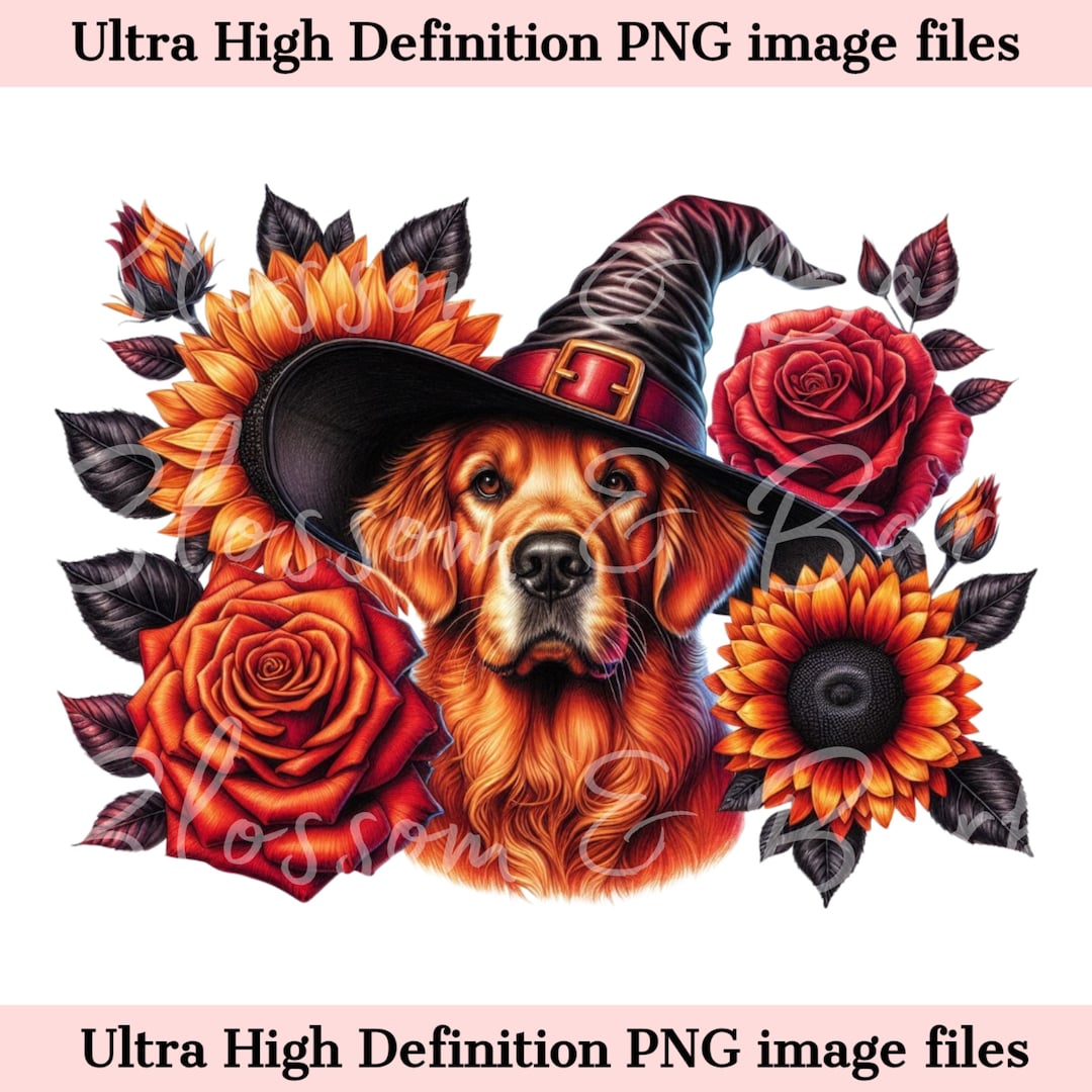 Digital Golden Retriever Halloween Dog PNG - Cute Retriever PNG Instant ...