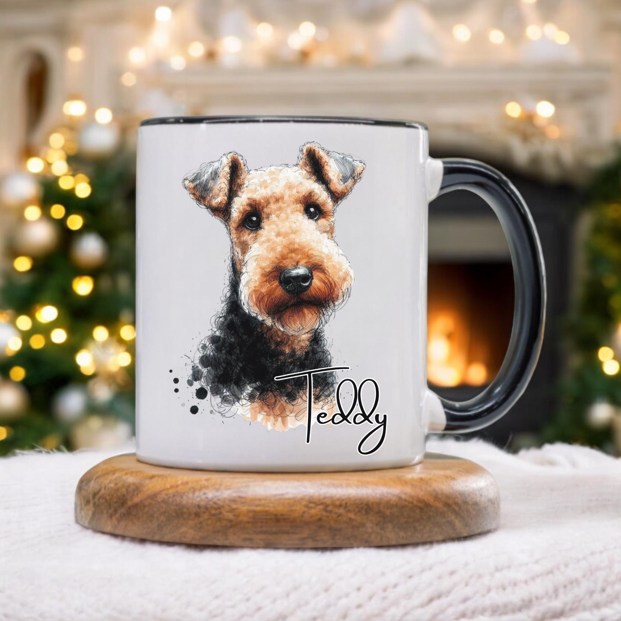 Airedale Terrier Mug - Custom Dog Portrait Coffee Cup With Name,  Personalized Terrier Gift for Dog Lovers and Pet Owners, Dog Mom's and Dads  - Etsy Denmark