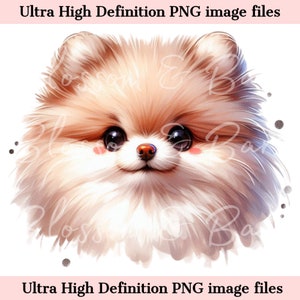 Schattige Pommeren PNG - Instant Download voor schattige Spitz hond moeder shirt sublimatie - Chibi puppy PNG - schattige hond portret dagboek illustraties