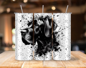 Digital - Black Ink Great Dane - Graffiti Art Tumbler Wrap 20 oz Skinny Tumbler Sublimation Design - Great Dane mom - Dog ink Portrait