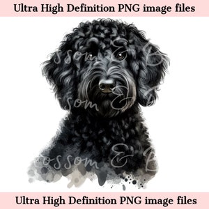 Digitale Black Doodle Dog PNG Mooie Labradoodle PNG - Dog Art PNG - Download voor Dog Mom Shirt Sublimatie - Veilig voor commercieel