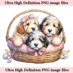 Retrato de perro imprimible PNG de Bernedoodle de Pascua digital PNG - Labradoodle PNG - Descarga para sublimación de camisetas del día de Pascua de Doodle Puppy Mom