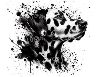 Digital- Dalmatian Dog PNG - Instant Download for Ink Dalmatian Dog Shirt Sublimation, Graffiti Puppy PNG, Sketch Dog Portrait Clip Art