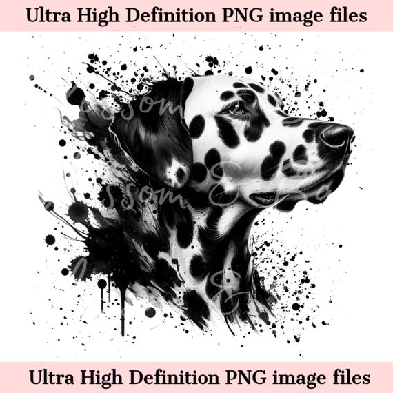 ダルメシアン肖像画 デジタル-ダルメシアン犬PNG - インクダルメシアン犬シャツ昇華