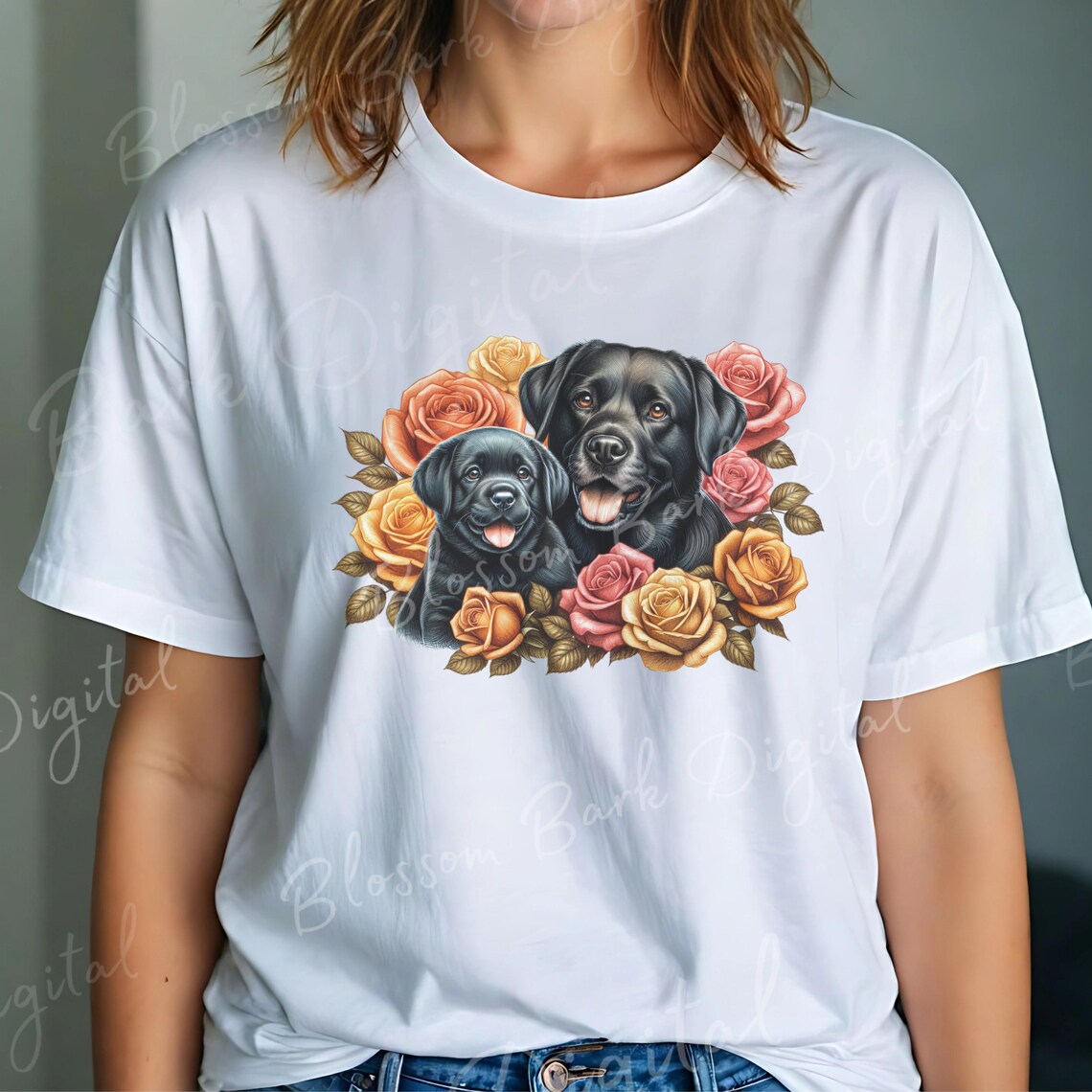 Digital Black Lab PNG Mom and Lab Puppy PNG Dog Art - Cute Labrador ...