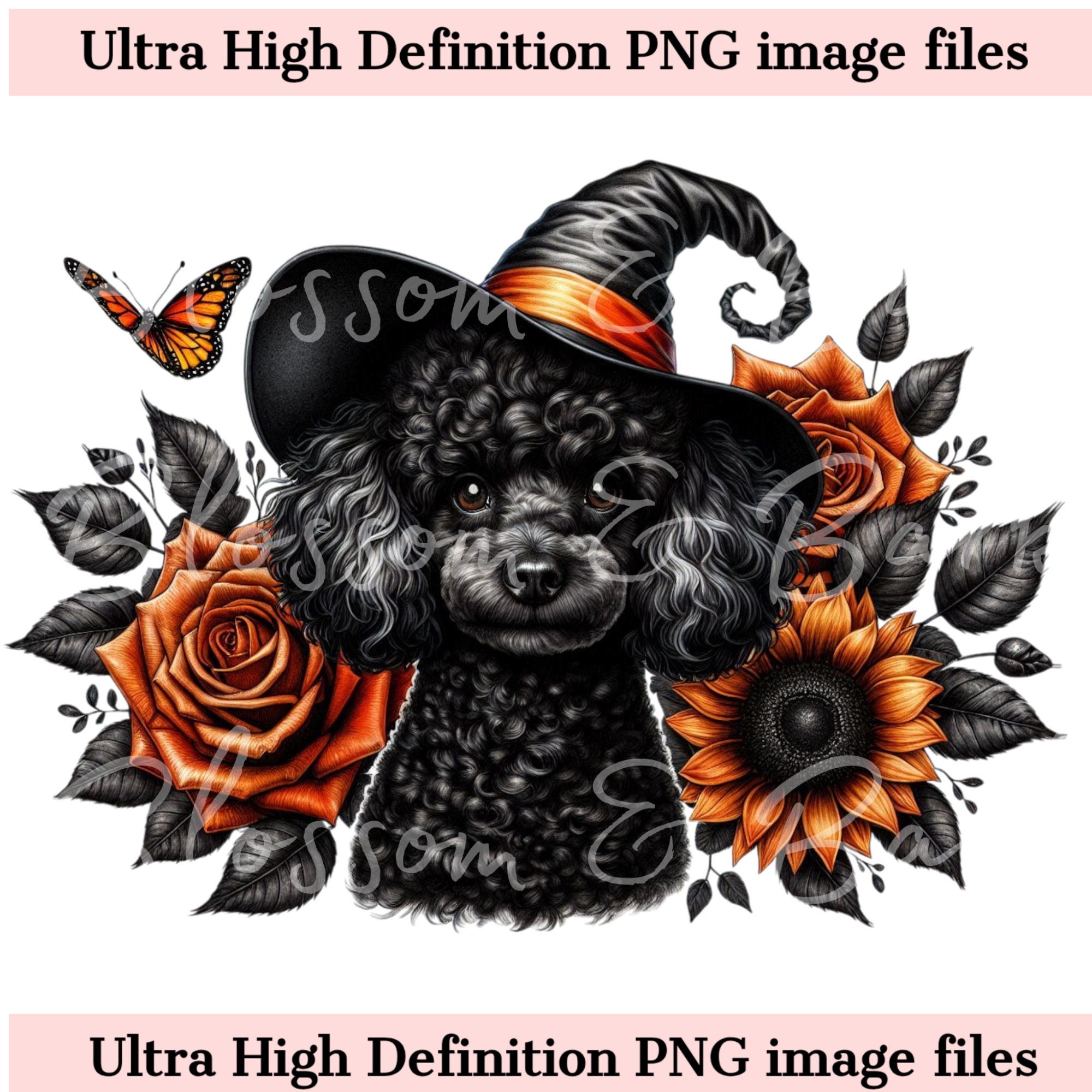 Digital Black Toy Poodle Halloween Dog PNG - Cute Puppy PNG Autumn Dog ...