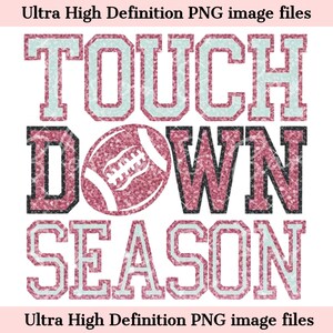 Digital - Touchdown-Saison PNG, Faux Glitter Football PNG, Football Mama, Sublimationsdesign für College Football Png, Pink Sport Png