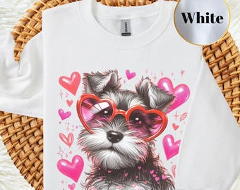 Cute Schnauzer Dog Sweatshirt, Schnauzer Heart Sweater, Dog Mom Shirt, Valentine's Day Gift, Schnauzer Dog Art Sweatshirt