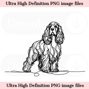 Croquis numérique ligne Cocker spaniel PNG fichier belle encre dessin au trait minimal chien art mural - téléchargement immédiat PNG pour la maison - artisanat de maman de chien