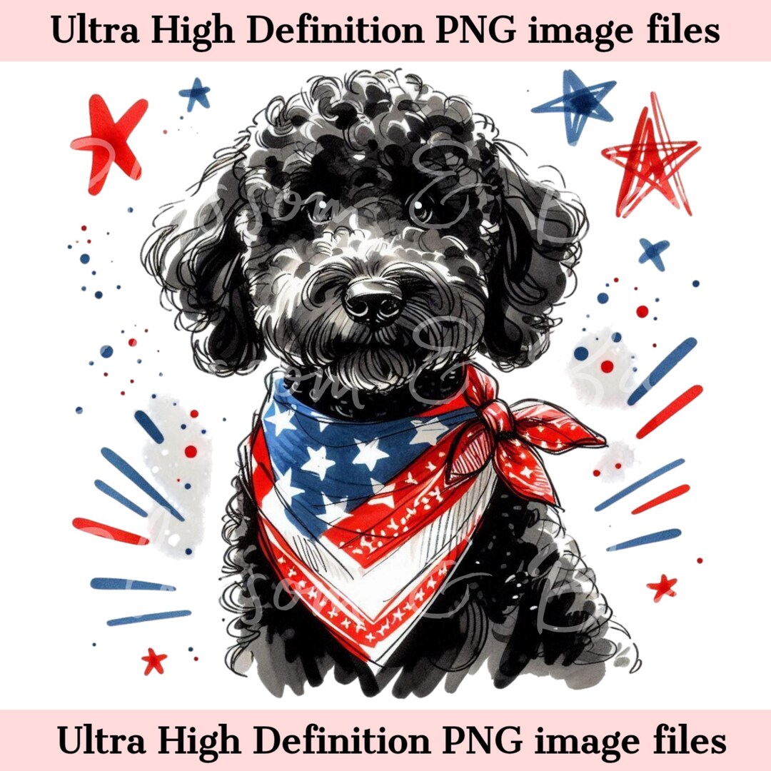 Digital Black Doodle PNG Printable Dog Portrait PNG, America Png ...