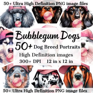 Lot numérique - Bubblegum Baseball chien - lot de sports de printemps de race de chien - chien PNG téléchargement immédiat pour amateur de chien chemise sublimation clipart