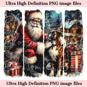 Digital Brush Stroke Santa PNG Boxer Dog Christmas Portrait png, Santa Dog PNG Download for Boxer Mom Xmas Sublimation Santa Clipart