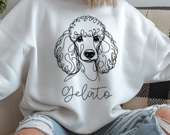 Personalisiertes Standard Pudel Sweatshirt - Haustier Porträt Individueller Pullover - Unisex Größe - Line Art Hund - Geschenk für Hundebesitzer -Pudel Geschenk
