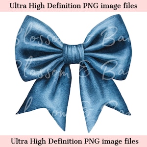 Digital Blue Bow PNG Simple Coquette PNG - Descarga de imágenes prediseñadas para diario, archivo de pegatina digital para planificador - Seguro para uso comercial