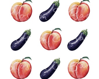 桃ナス絵文字PNG - ハロウィーン昇華用面白い桃絵文字PNGの即時ダウンロード - 西洋デザイン - 商用利用も安全