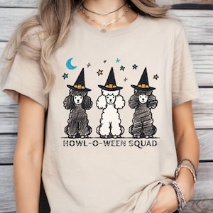 Standard Poodle Halloween Shirt - Howl-O-Ween Squad T-Shirt, Cute Poodle Witch Dog Shirt, Funny Poodle Halloween Gift, Dog Mom Fall Tee