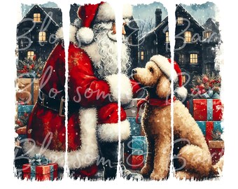 Digital Brush Stroke Santa PNG Goldendoodle Weihnachtsportrait PNG, Santa Doodle PNG Download für Hund Mama Weihnachten Sublimation Santa Clipart