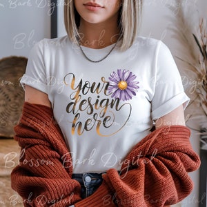 Camisa blanca Comfort Colors C1717 digital - Talla unisex Camisa de color blanco - Talla unisex - Maqueta de otoño Western - Camisa extragrande