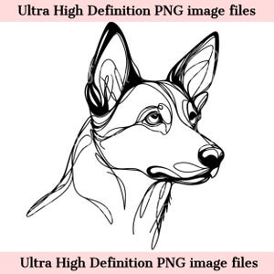 Croquis numérique ligne Kelpie australien fichier PNG Belle encre dessin au trait Art mural minimal - PNG téléchargement immédiat pour sublimation - Art chien