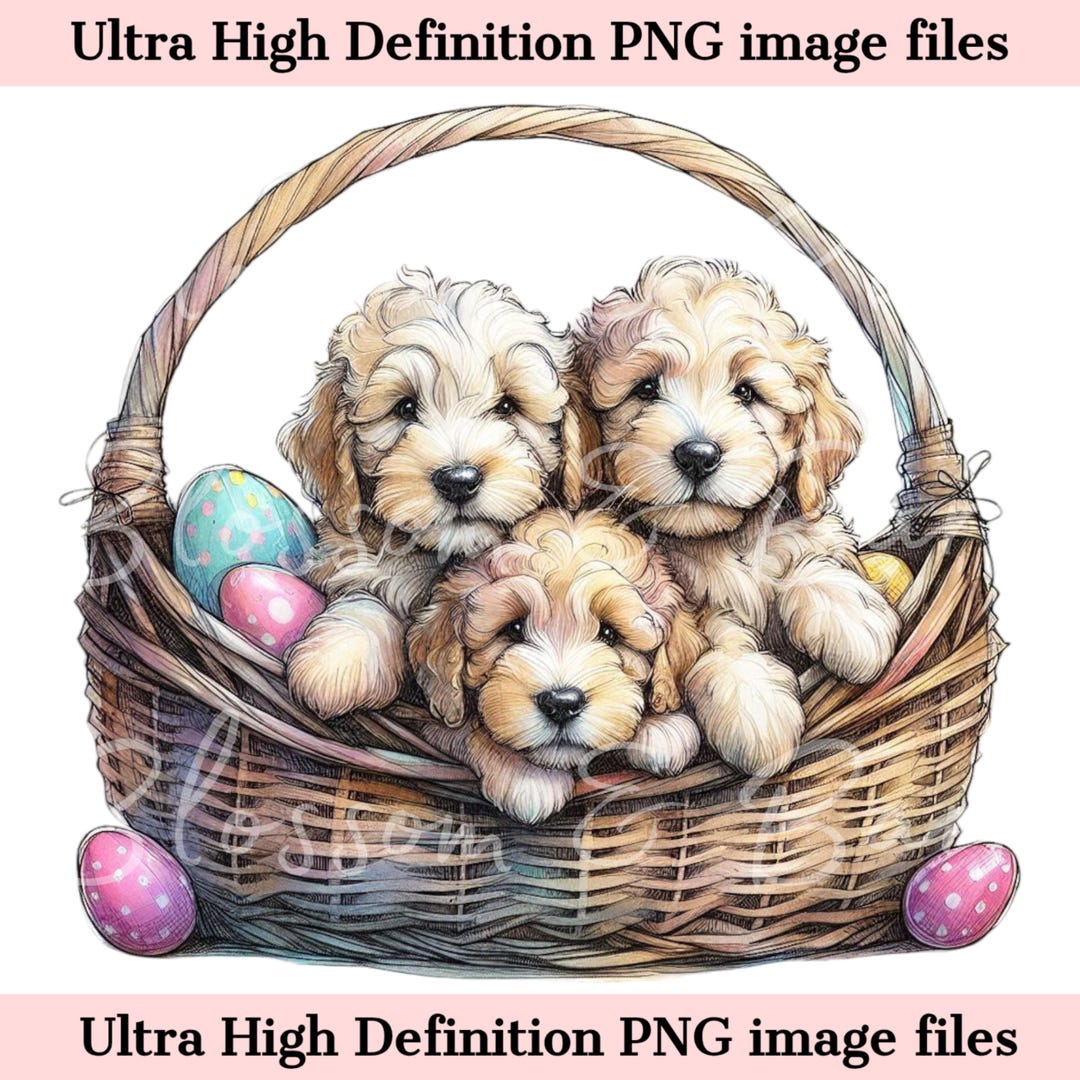 Digital Easter Golden Doodle PNG Printable Dog Portrait PNG ...