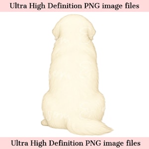 Digital - Rückansicht Große Pyrenäen PNG Pyrenäen Sennenhund Clipart für Sublimation, hochauflösende Haustier Porträt, Pyrenäen Download