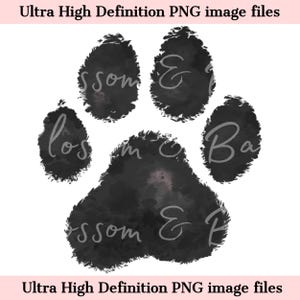 Digitaler schwarzer Pfotenabdruck PNG einfacher Hund PNG - Clip Art Download für Journaling, digitales Hundepfoten-Logo für Unternehmen - sicher für den kommerziellen Gebrauch