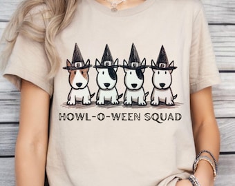 Camiseta de Halloween para American Bull Terrier - Camiseta del Escuadrón Howl-O-Ween, Camiseta de Perro Brujo Lindo, Regalo Divertido de Halloween para Bull Terrier, Camiseta de Otoño para Mamás Perrunas