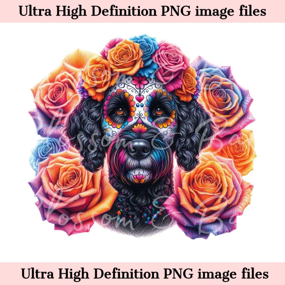 Digital Labradoodle PNG Day of the Dead Png - Cute Doodlepng Instant ...