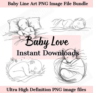 Pacote Digital Chá de Bebê PNG Line Art Arquivo PNG Linda Linha de Tinta Arte Minimal decoração de bebê recém-nascido - Download instantâneo PNG para uso comercial