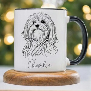 Personalized Maltese Mug - Custom Pet Portrait Ceramic Mug - 11 oz and 15 oz - Black Handle - Gift for Dog Lovers - Maltese Dog Mom Present