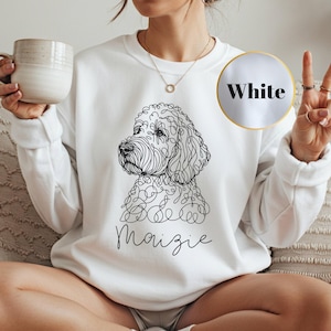 Spersonalizowana bluza Goldendoodle – portret zwierzaka, sweter na zamówienie – rozmiar unisex – grafika liniowa – prezent dla właściciela Labradoodle – prezent dla psa Doodle