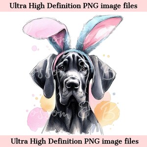 Páscoa digital Dogue Alemão PNG Retrato de cachorro para impressão PNG - Dogue Alemão PNG - Download para a mãe dogue alemão Sublimação do dia de Páscoa