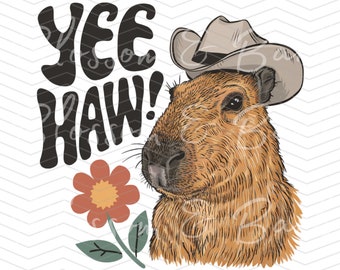 Funny Cowboy Capybara PNG - Instant Download for Funny western shirt -  Cute Capybara PNG for shirt sublimation - safe for commercial use
