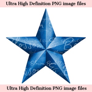 Digital Blue Star PNG Simple American PNG - illustraties downloaden voor journaling digitaal stickerbestand voor kalenderplanner - commercieel gebruik