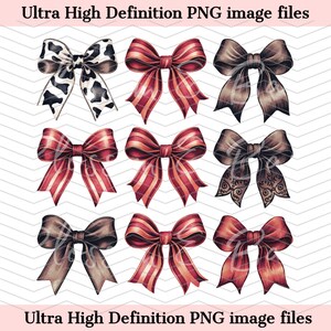 Girly Western Coquette Bows PNG - Descarga instantánea para Cottagecore Shirt PNG para sublimación - Diseño occidental - seguro para uso comercial