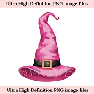Digital Art - Pink Witch Hat PNG Classic Halloween PNG - Witch Clip Art - Witches Costume PNG for Fall Season Shirt and Craft Sublimation